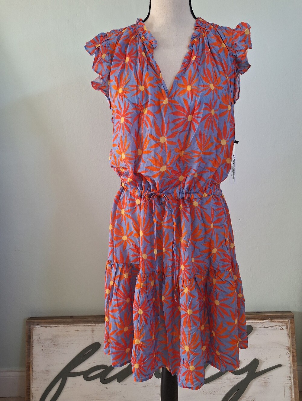 NWT Velvet Graham Spencer Paloma Floret Ruffle Sleeve Mini Dress XL